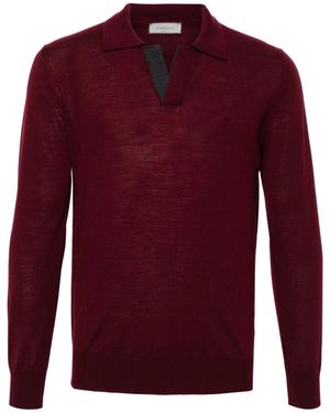 Canali Merino Wool Polo Shirt - Red