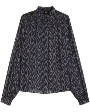 BOSS Benvylla Shirred-Detail Patterned Blouse - Blue