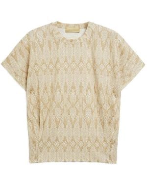Momoní Pawa Embossed-Jacquard T-Shirt - Natural