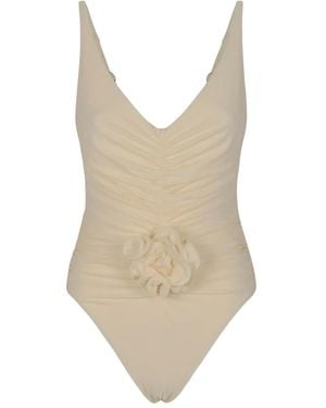 Magda Butrym Floral-Appliqué Swimsuit - Natural