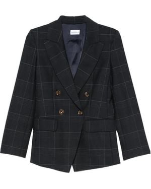 Marella Mllefedra Double-Breasted Check-Pattern Blazer - Blue