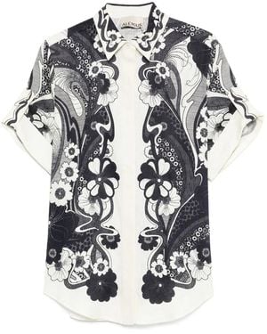 ALÉMAIS Floral-Print Short-Sleeve Shirt - White