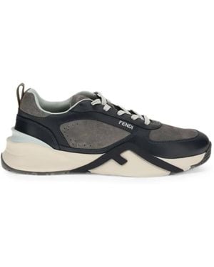 Fendi Flow Panelled Leather Sneakers - Blau