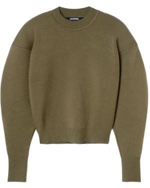Jacquemus Piqué-Pullover mit Logo-Stickerei - Grün