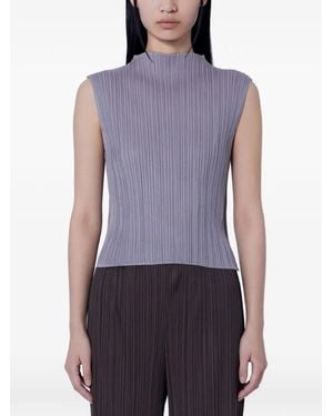 Pleats Please Issey Miyake Pleated High-Neck Top - Purple