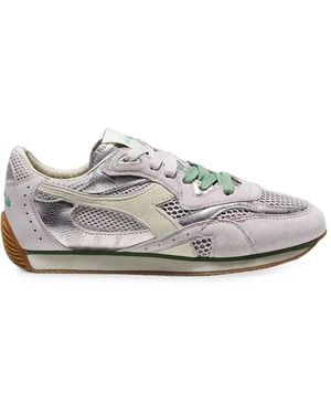 Diadora Equipe Metallic-Effect Mesh-Panel Sneakers - White