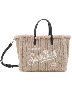 MC2 Saint Barth Cable-Knit Frayed Tote Bag - Natural