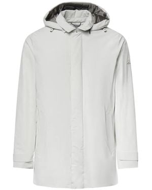 Heskimo Hooded Logo-Patch Coat - White