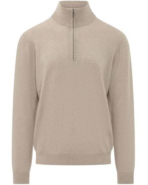 Malo Kaschmirpullover Mit Reißverschluss - Natur