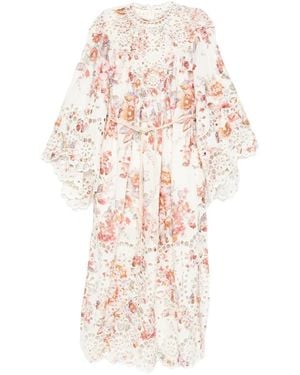 Zimmermann Awaken Embroidered Yoke Midi Dress - White
