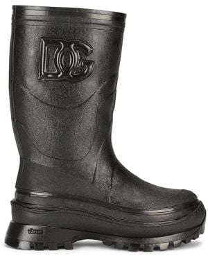 Dolce & Gabbana Logo-Embossed Boots - Black