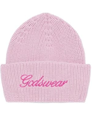 Gcds Logo-Embroidered Beanie - Pink