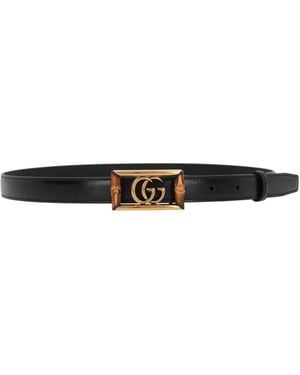 Gucci Bamboo-Detail Leather Buckle Belt - White