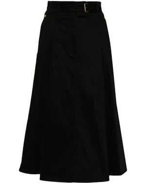 Carolina Herrera Pleated Cotton Midi Skirt - Black