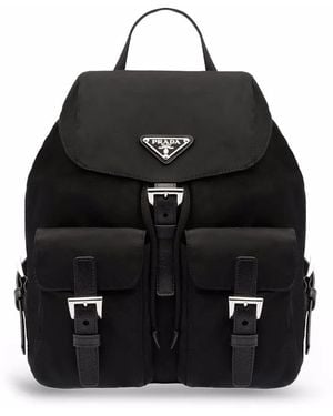 Prada Rugzak Met Logoplakkaat - Zwart