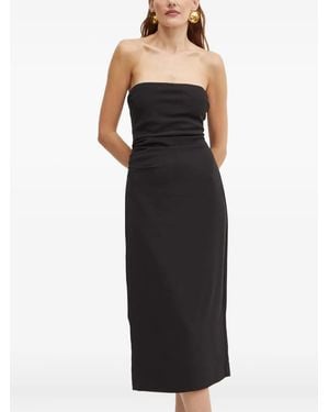 Bardot Strapless Side-Split Dress - Black