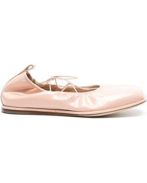 Simone Rocha Nude Patent Leather Heart Toe Lace-Up Ballerina Flats For - Pink