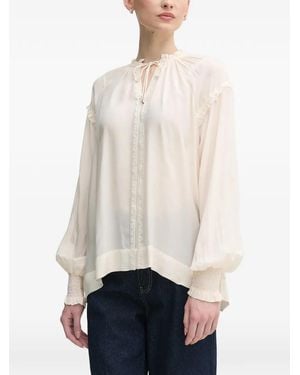 Mos Mosh Ruffled-Cuffs Long-Sleeves Blouse - White