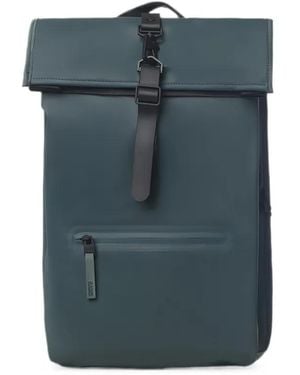 Rains Rolltop Carabiner-Fastening Backpack - Blue