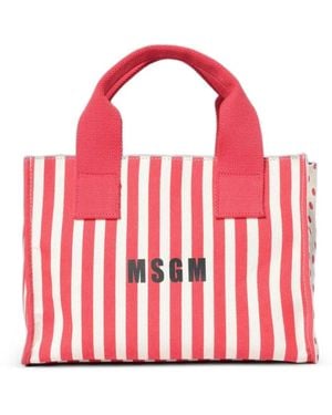 MSGM Striped Polka-Dot Shoulder Bag - Red
