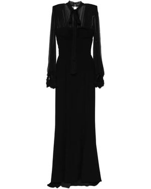 SILK LOVE & LACE Margot Long-Sleeve Maxi Dress - Black