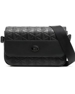 Lacoste Nomogramme Leather Flap Close Bag - Black