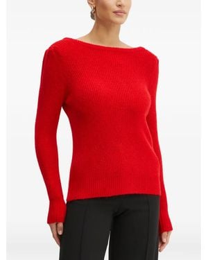 Morgan Boat-Neck Sweater - Red