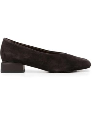 Linda Baumann Suede Crossover-Strap Court Shoes - Black