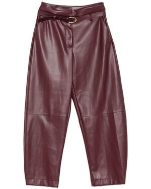 Imperial Belted Faux-Leather Trousers - Purple