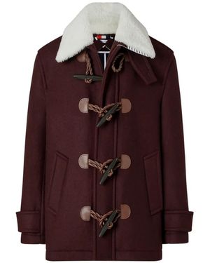 Thom Browne Double Face Melton Wide Shoulder Shell Coat - Purple