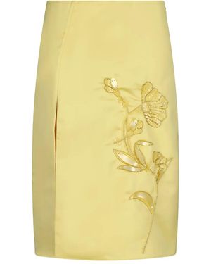 Des Phemmes Falda midi con lentejuelas - Amarillo