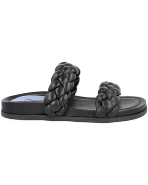 Blue Bird Shoes Braided Leather Slides - Black