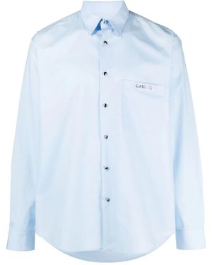 Roberto Cavalli Logo-Plaque Cotton Shirt - Blue