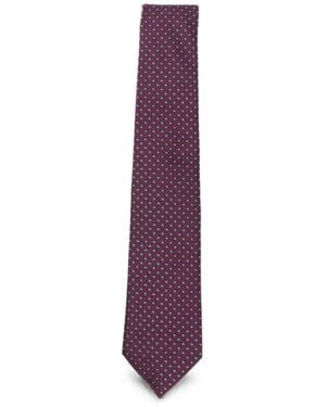 Emporio Armani Geometric-Pattern Silk Tie - Purple