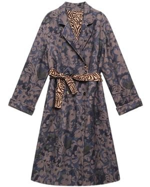 Maliparmi Reversible Floral-Print Coat - Grey
