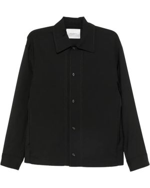 Paolo Pecora Contrast-Stitch Long-Sleeve Shirt - Black