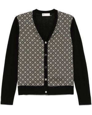 Tory Burch Monogram-Print Cardigan - Black