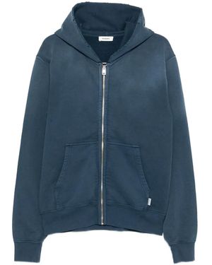 Sandro Frayed Zip-Up Hoodie - Blue