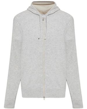 Eleventy Zip-Up Hoodie - White
