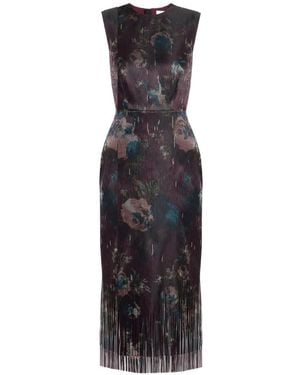 Erdem Vestido Largo Con Motivo Floral - Morado