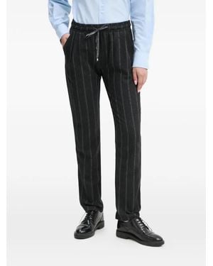 La Petite Francaise Poli Pinstripe Drawstring Trousers - Black