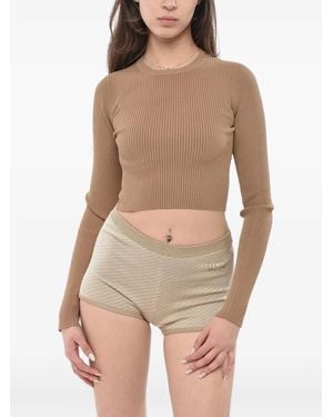Max Mara Ribbed Fabric Crop Top Arcella - Brown