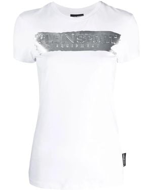 Philipp Plein Metallic Logo-Print T-Shirt - White