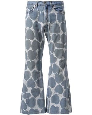 READYMADE Heart-Print Bootcut Jeans - Blue