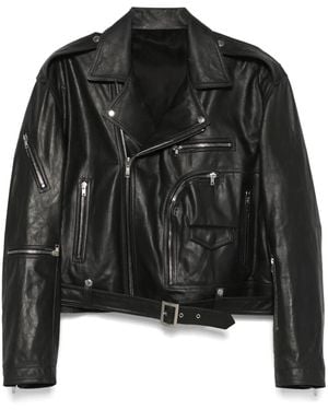 Rick Owens Leather Jacket Cropped Jumbo Bauhaus Stooges - Black