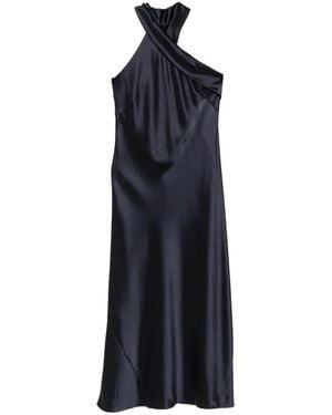 Galvan London Pandora Satin Midi Dress - Blue
