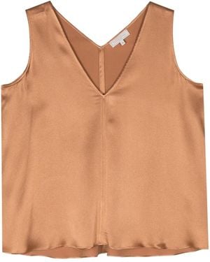 Antonelli V-Neck Satin Top - Natural