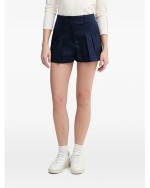 Lacoste Pleated Logo-Patch Shorts - Blue