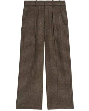 Isabel Marant Wide-Leg Trousers With Vertical Pinstripes - Grey
