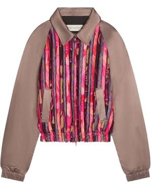 Dries Van Noten Striped Bomber Jacket - Red